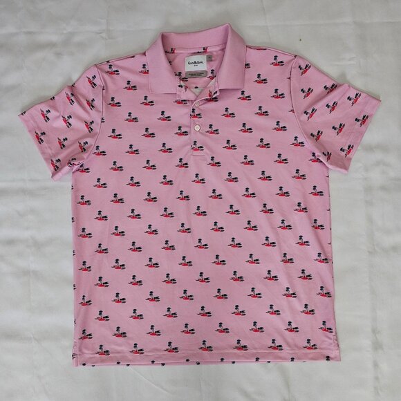 Goodfellow & Co Men's Pink Island Printed Short Sleeve Performance Polo Shirt XL - Picture 3 of 11